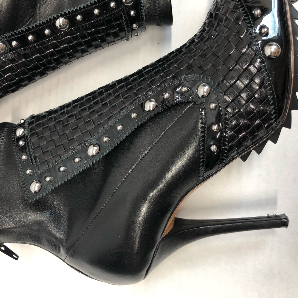 Givenchy leather studded sock booties, black/silver, EUC - Picture 7 of 11